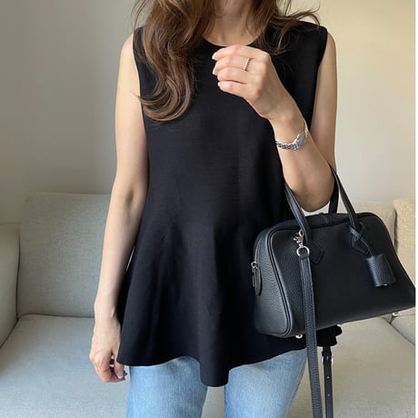 Leather hand bag(Black)