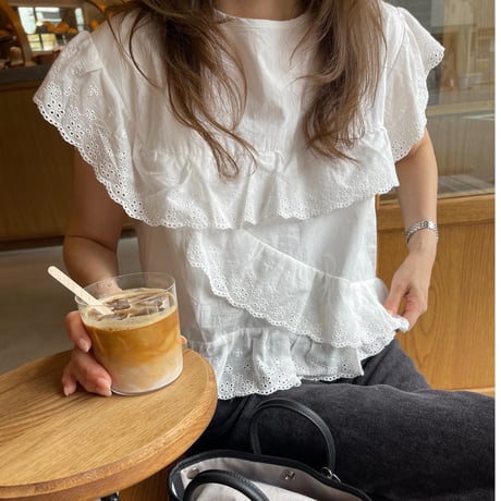 Sailor lace blouse(White)