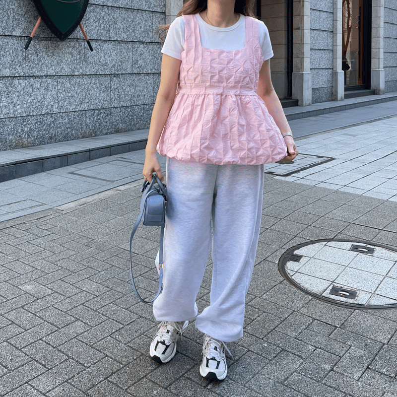 Heart pocket sweat pants(Light gray) | K