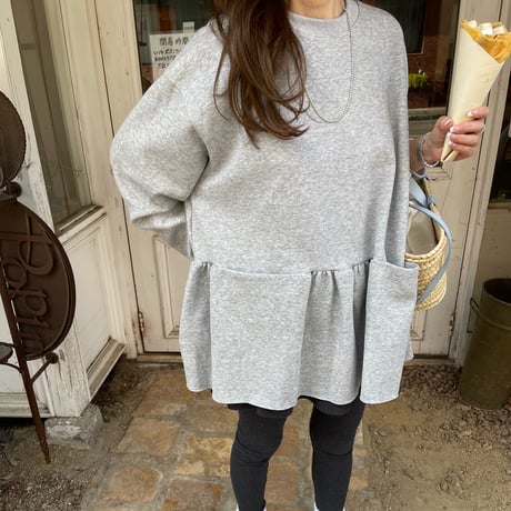 Wide pocket sweat tops(Gray)