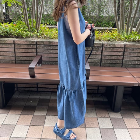 Flare long onepiece(Blue)
