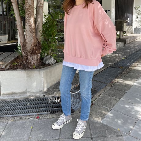 レイヤードルーズスウェット(Pink)