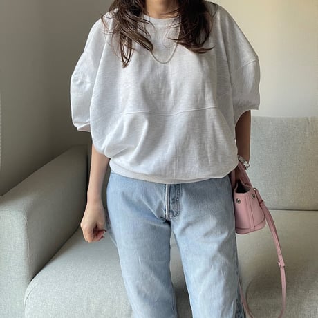 Wide balloon sweat tops(Gray)