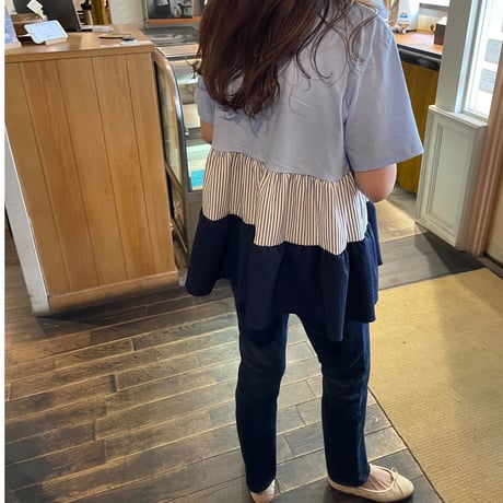 Teard stripe frill tops (Blue)