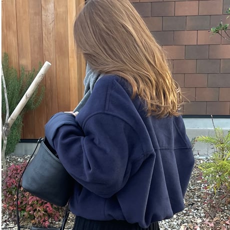 2way wool short coat (Navy)