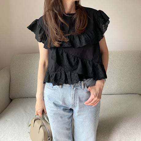 Sailor lace blouse(Black)