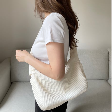 Quilting croissant bag(White)
