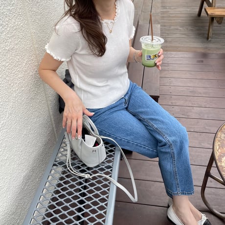 Mellow piping half knit(White)