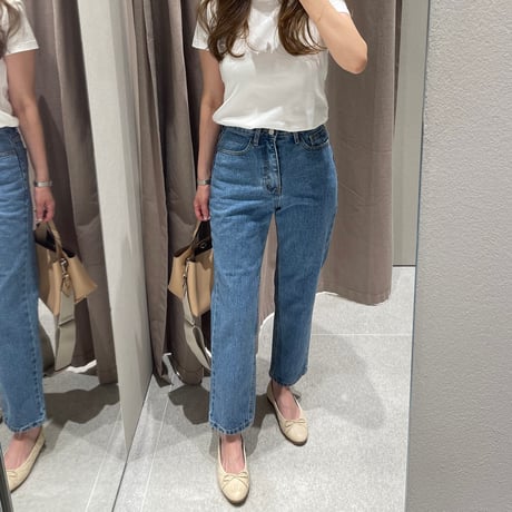 High-waist taperd denim(Blue)