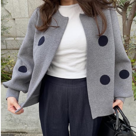 Dot cardigan(Gray)