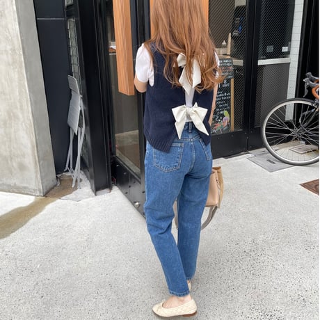 Back Ribbon Vest (Navy)