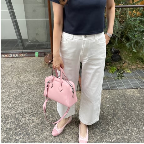 Cotton stretch ankle pants(White)
