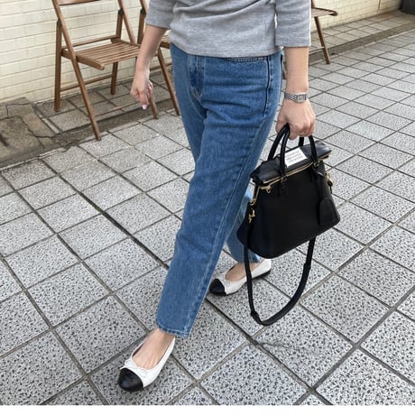 High-waist taperd denim(Blue)