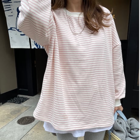 Boader long t-shirts (Pink)