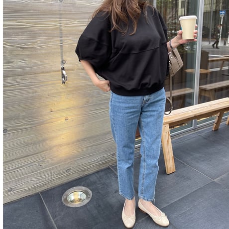 High-waist taperd denim(Blue)