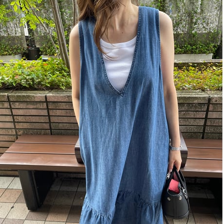 Flare long onepiece(Blue)