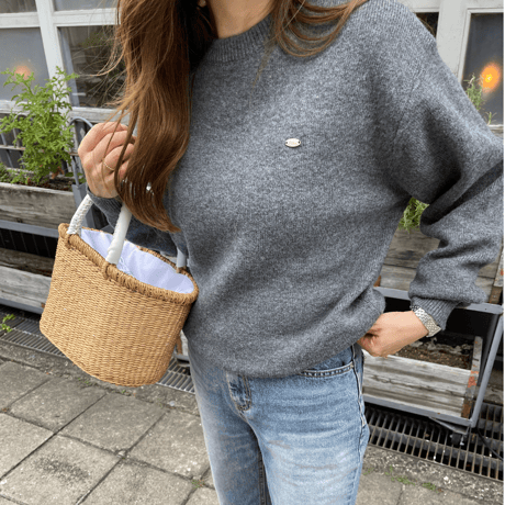 Rattan leather basket bag