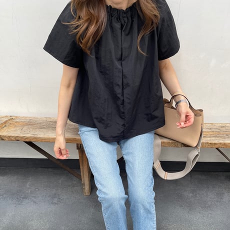 A-line gather flare tops(Black)