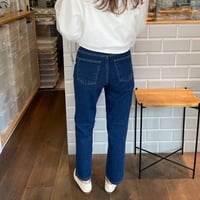 High waist taperd denim (Dark blue)
