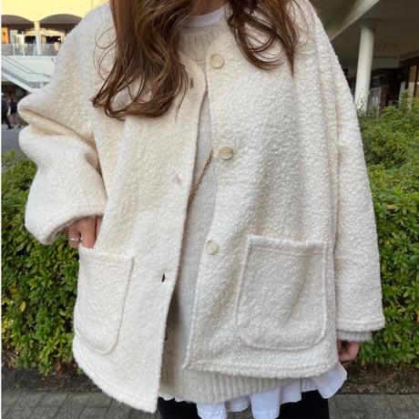 A-line boa light outer (Ivory)