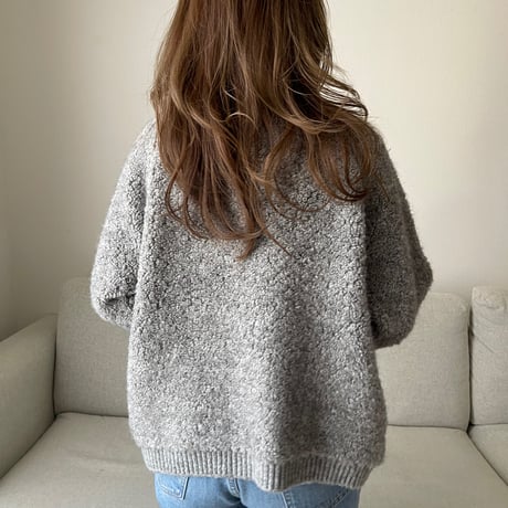Bouclé knit cardigan(Gray)