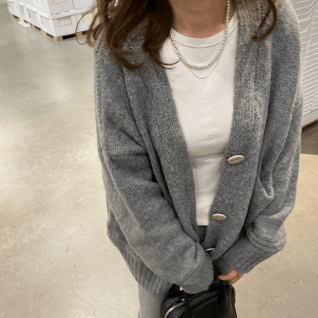Over size pocket cardigan (Gray)