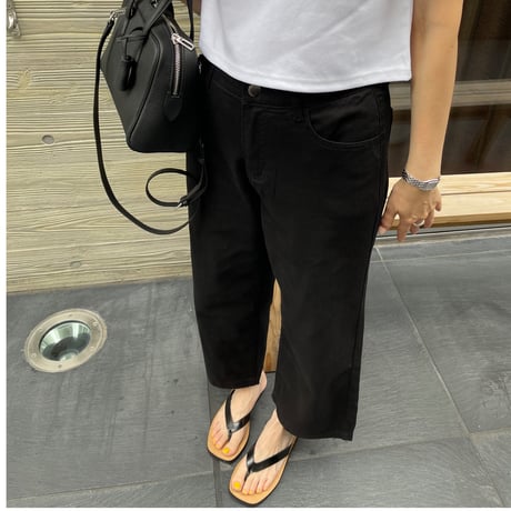 Cotton stretch ankle pants(Black)