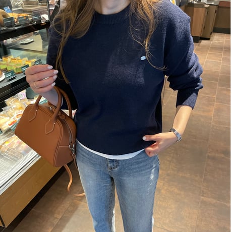 Gold plate basic knit(Navy)