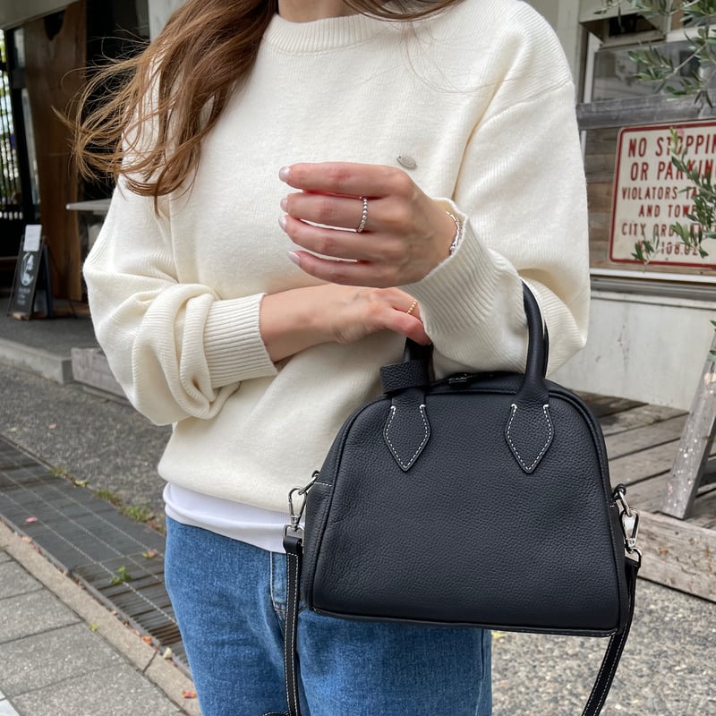 2way leather boston bag(Black) | K