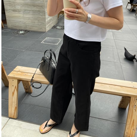 Cotton stretch ankle pants(Black)