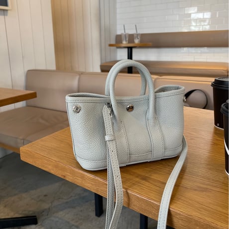 Leather mini tote bag(Blue gray)付属ポーチなし