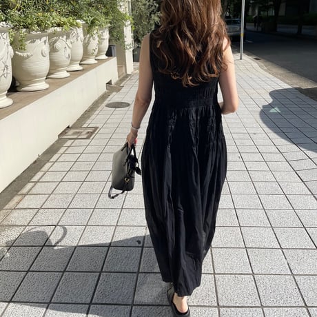 Shirring onepiece(Black)