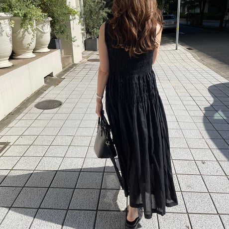 Shirring onepiece(Black)