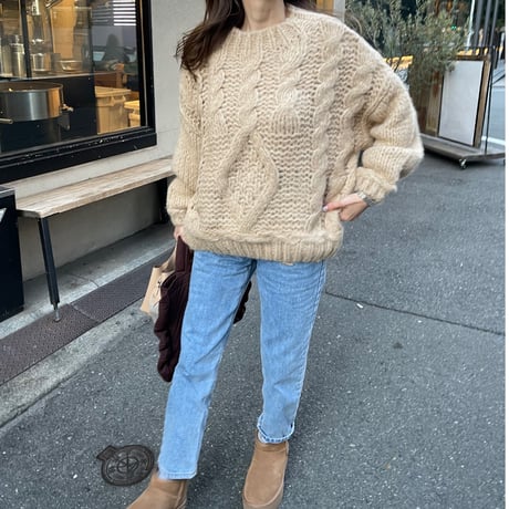 Low gauge volume knit(Beige)