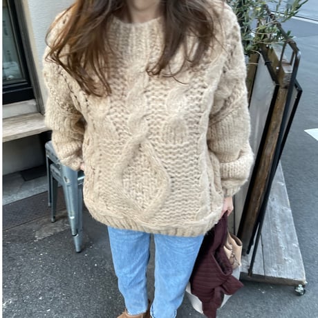 Low gauge volume knit(Beige)