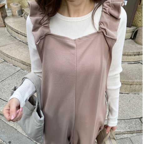 Sholder frill salopetto(Beige)