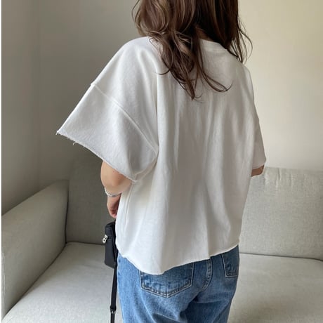 Cropped sweat tops(Ivory)
