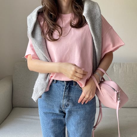 Cropped sweat tops(Pink)