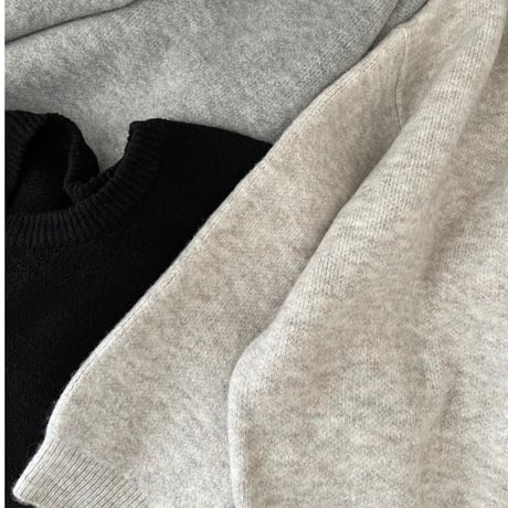 Wool blend crew neck knit(Black)