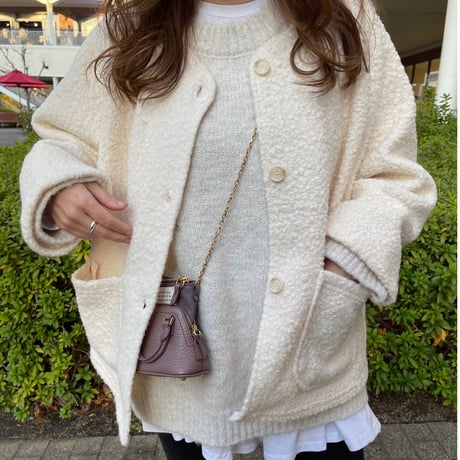 A-line boa light outer (Ivory)