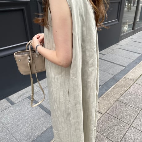 Stripe tuck onepiece(Beige)