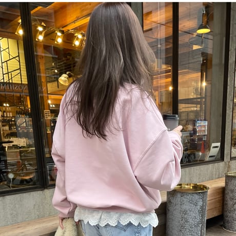 Layered lace sweat(Pink)