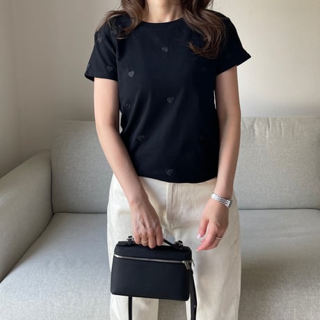 Heart basic t-shirts(Black)