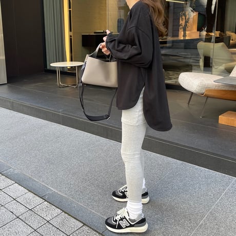 Sideslit long t-shirts(Black)