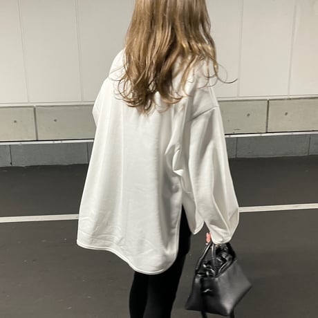 Sideslit long t-shirts(White)
