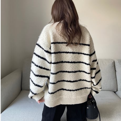 Boa wool boader cardigan(Ivory)