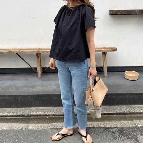 A-line gather flare tops(Black)