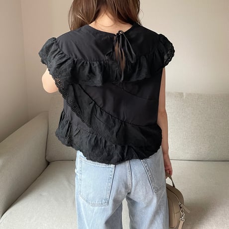 Sailor lace blouse(Black)
