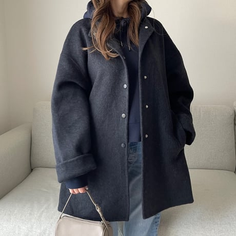 【Hand made】Wool100% Over coat(Black)