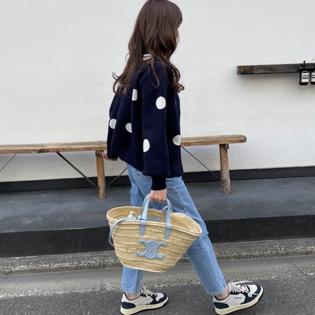 Dot cardigan(Navy)
